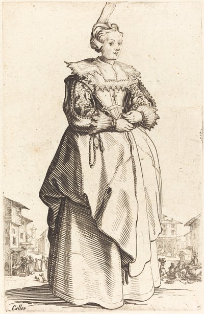 Nemes asszony kiskalappal, c. 16201623. alkotó: Jacques Callot