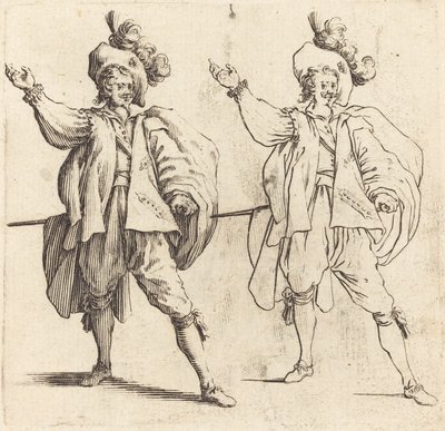 Tiszt nagy tollakkal, elölnézet alkotó: Jacques Callot