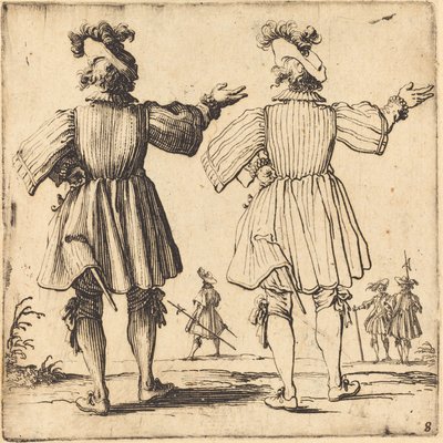 Tiszt tollassal, hátulról nézve alkotó: Jacques Callot