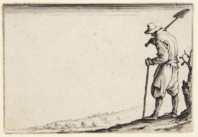 Paraszt vállán ásóval alkotó: Jacques Callot