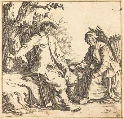 Parasztházaspár nyugalomban, c. 1621. alkotó: Jacques Callot