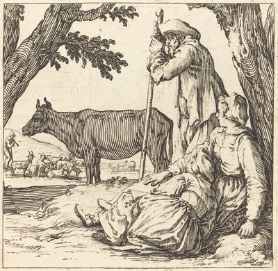 Parasztpár tehénnel alkotó: Jacques Callot