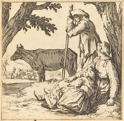 Parasztpár tehénnel alkotó: Jacques Callot