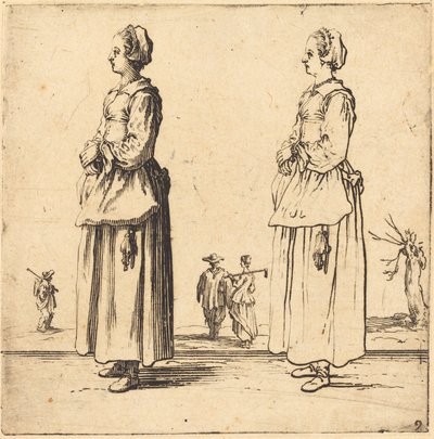 Parasztasszony, profilban, balra néz alkotó: Jacques Callot