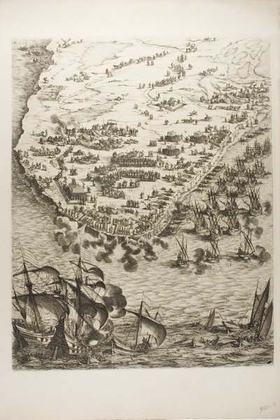 Negyedik tábla La Rochelle ostromából alkotó: Jacques Callot