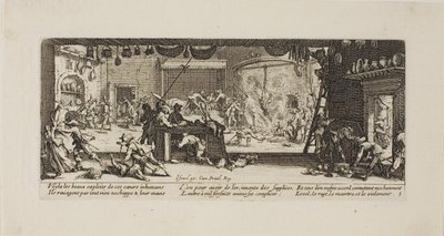 Egy nagy parasztház kifosztása, ötödik lemez A háború nyomorúságaiból alkotó: Jacques Callot