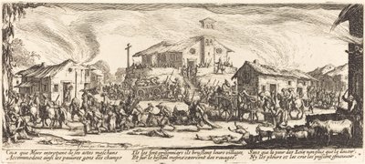 Egy falu kifosztása és felgyújtása alkotó: Jacques Callot