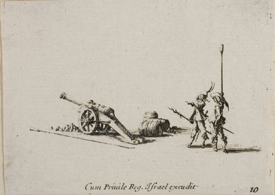 Felkészülés a kánon tüzelésére, tizedik lemez a Katonai gyakorlatokból alkotó: Jacques Callot
