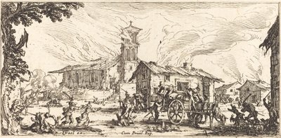 Egy falu feldúlása és felgyújtása alkotó: Jacques Callot