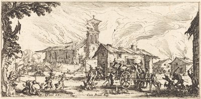 Egy falu feldúlása és felégetése alkotó: Jacques Callot