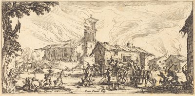Egy falu feldúlása és felégetése alkotó: Jacques Callot