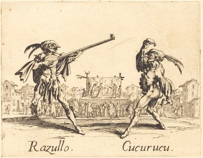 Razullo és Cucurucu, c. 1622. alkotó: Jacques Callot