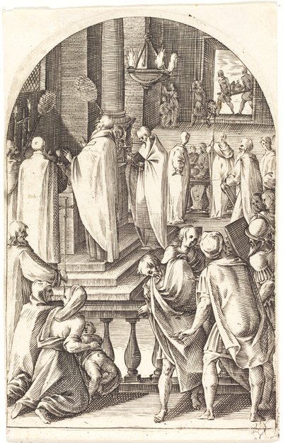 Szent Bazil szentmisét celebrál, 16081611. alkotó: Jacques Callot