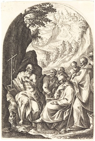 Szent Jeromos oktatja tanítványait a sivatagban, 16081611. alkotó: Jacques Callot