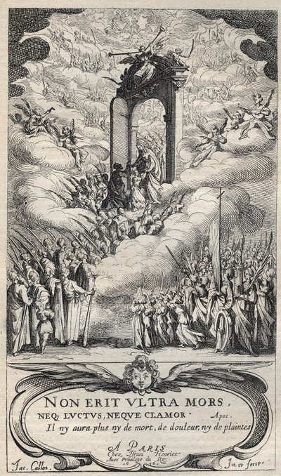 Szentek és szentek sietnek a Paradicsom ajtaján - Jacques Callot (1592-1635) kompozíciója és metszete alkotó: Jacques Callot