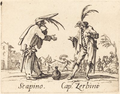 Scapino és Cap. Zerbino, c. 1622. alkotó: Jacques Callot