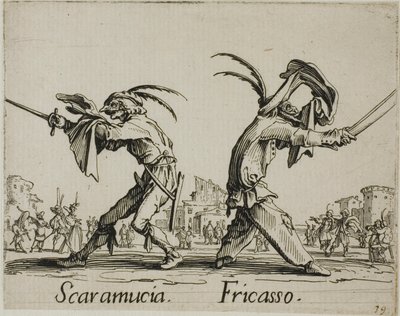 Scaramuccia - Fricasso, 11. tányér a Balli di Sfessania-ból alkotó: Jacques Callot