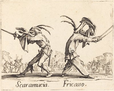 Scaramucia és Fricasso alkotó: Jacques Callot