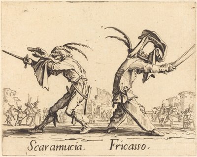Scaramucia és Fricasso alkotó: Jacques Callot