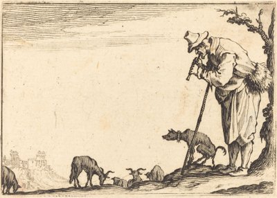 Furulyázó juhász c. 1617. alkotó: Jacques Callot
