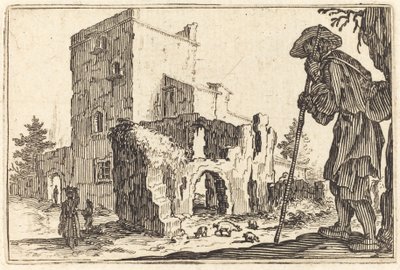 Pásztor és romok, c. 1622. alkotó: Jacques Callot