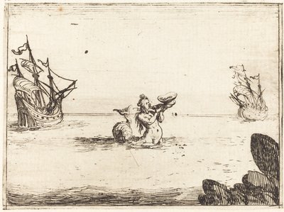 Sziréna két hajó között, 1628. alkotó: Jacques Callot