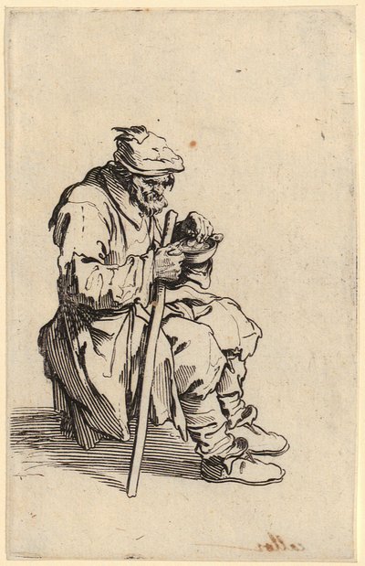 Evő ülő koldusok, a „Koldusok” sorozat 24. lapja alkotó: Jacques Callot