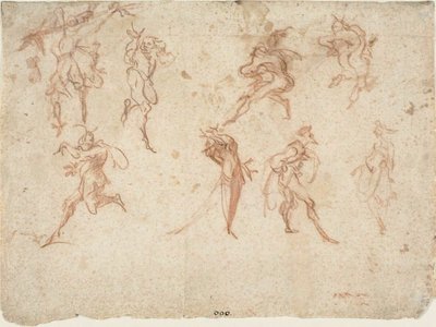 Vázlatok a Balli di Sfessaniához (recto) Táncosok vázlatai (verso) alkotó: Jacques Callot
