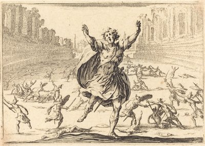Csetepaté egy római cirkuszban, c. 1617. alkotó: Jacques Callot