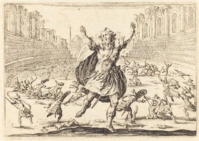 Csetepaté egy római cirkuszban, c. 1622. alkotó: Jacques Callot