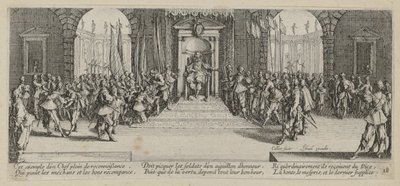 Zsoldosztás, a "Háború borzalmai" sorozat 18. lapja alkotó: Jacques Callot