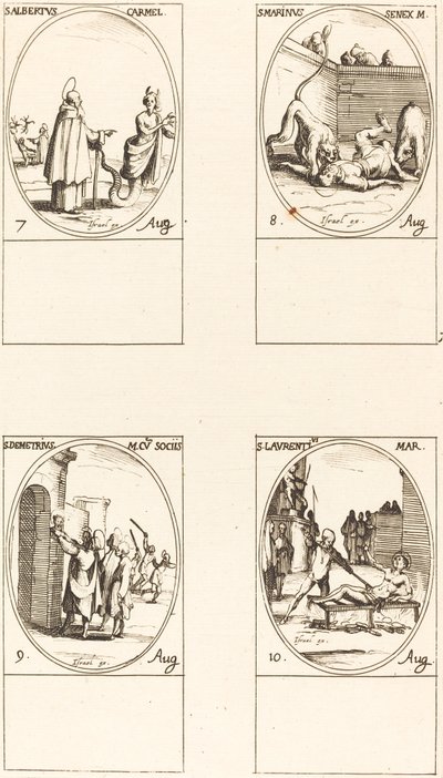 Szicli Szent Albert, karmelita; St. Marinus;St. Demetrius és társai; St. Lauren alkotó: Jacques Callot