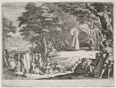 Szent Amand prédikál egy erdőben. alkotó: Jacques Callot