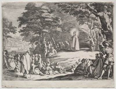 Szent Amo prédikál egy erdőben alkotó: Jacques Callot