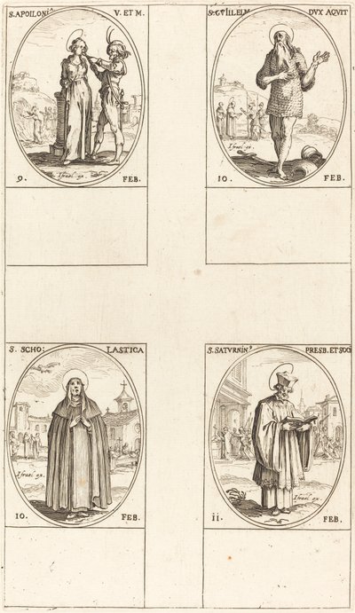 Szent Apollónia; St. Guillaume; St. Scholastica; Szent Szaturnin alkotó: Jacques Callot