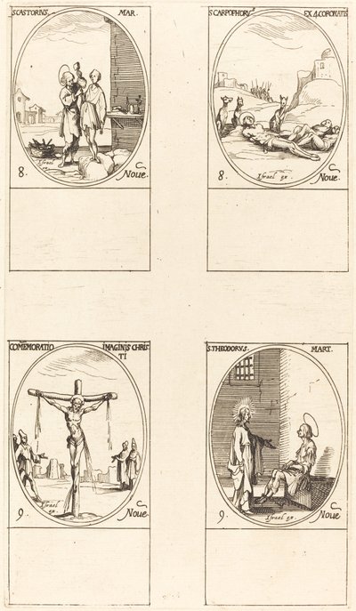Szent Castorius, Szent Kárpoforusz és a négy koronás vértanú, Megemlékezés a képről. alkotó: Jacques Callot