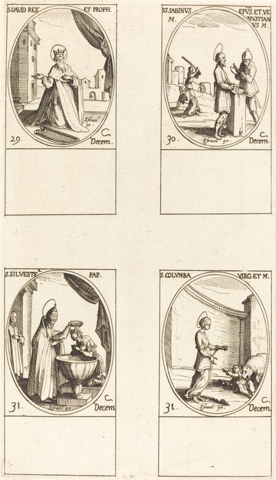 Szent Dávid, király és próféta; Sts. Sabinus és Venustianus; Szent Szilveszter; St. Colomba alkotó: Jacques Callot
