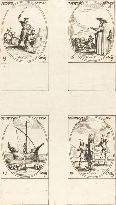 utca Dympna, St. Peregrinus Helyreállítva Dioscorus alkotó: Jacques Callot