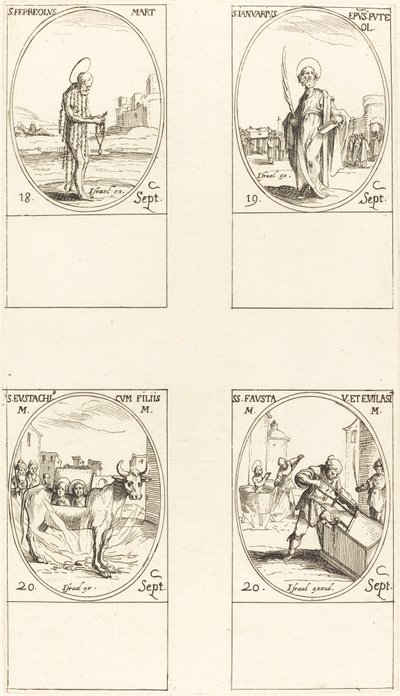 Utca. Ferreolus, St. január, St. Eustace és gyermekei, Sts. Fausta és Evelasius. alkotó: Jacques Callot