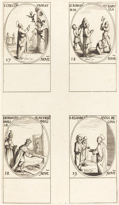 Szent Gergely; Sts. Romanus és Barulla; Az SS-bazilikák felszentelése. Péter és Pál; alkotó: Jacques Callot