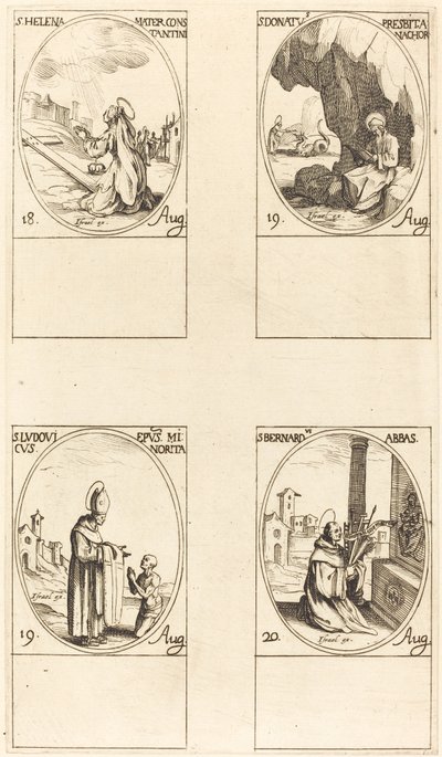 Szent Ilona, Szent Donát, Szent Ludovics, püspök, Szent Bernát. alkotó: Jacques Callot