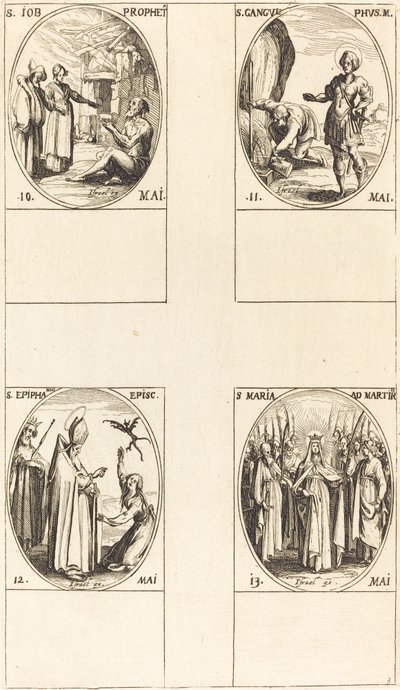 Szent Jób, Próféta, Szent Gangulphus, Szent Epiphanius, Mártírok Szent Mária. alkotó: Jacques Callot