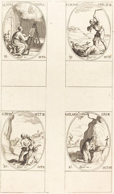 Szent Lukács; St. Lucian; Szent Irén; Szent Hilarion alkotó: Jacques Callot