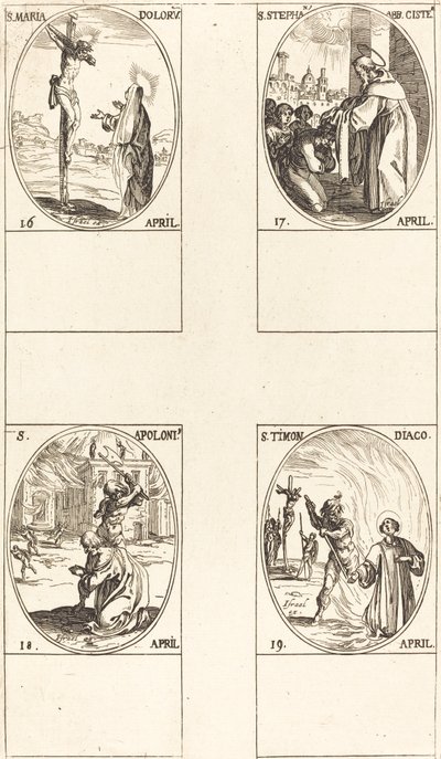 Utca. Maria Doloru; Utca. István, apát; Utca. Apollo; Utca. kerék alkotó: Jacques Callot
