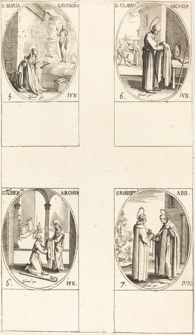 Utca. Maria Gaudioru; Utca. Claudius; Utca. Norbert; Utca. Robert alkotó: Jacques Callot
