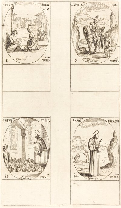 Szent Márton; Szent Trifon és társai; Szent Renátus; Szent Didákosz alkotó: Jacques Callot