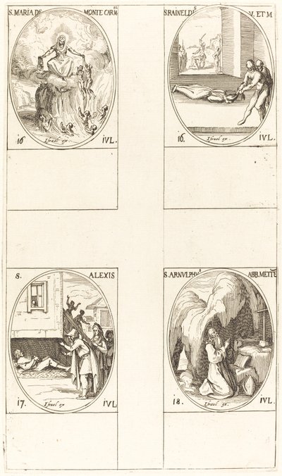 Mont Carmel-i Szent Mária; Szent Raineldis; Szent Alexis; Metzi Szent Arnold alkotó: Jacques Callot