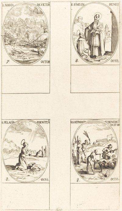 Győzelmi Szent Mária; Szent Simeon próféta; St. Pelagia; Sts. Reparata és Benedicta alkotó: Jacques Callot