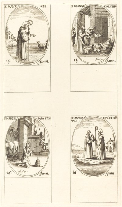 Utca. Mór; Utca. John Calybite; Utca. Marcellus; Utca. Megbecsült alkotó: Jacques Callot