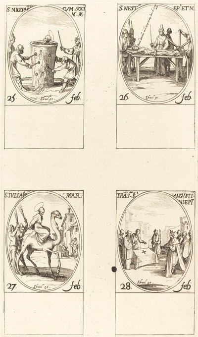 Szent Nicephorus; Szent Nestor; St. Julianus; Szent Ágoston fordítása alkotó: Jacques Callot
